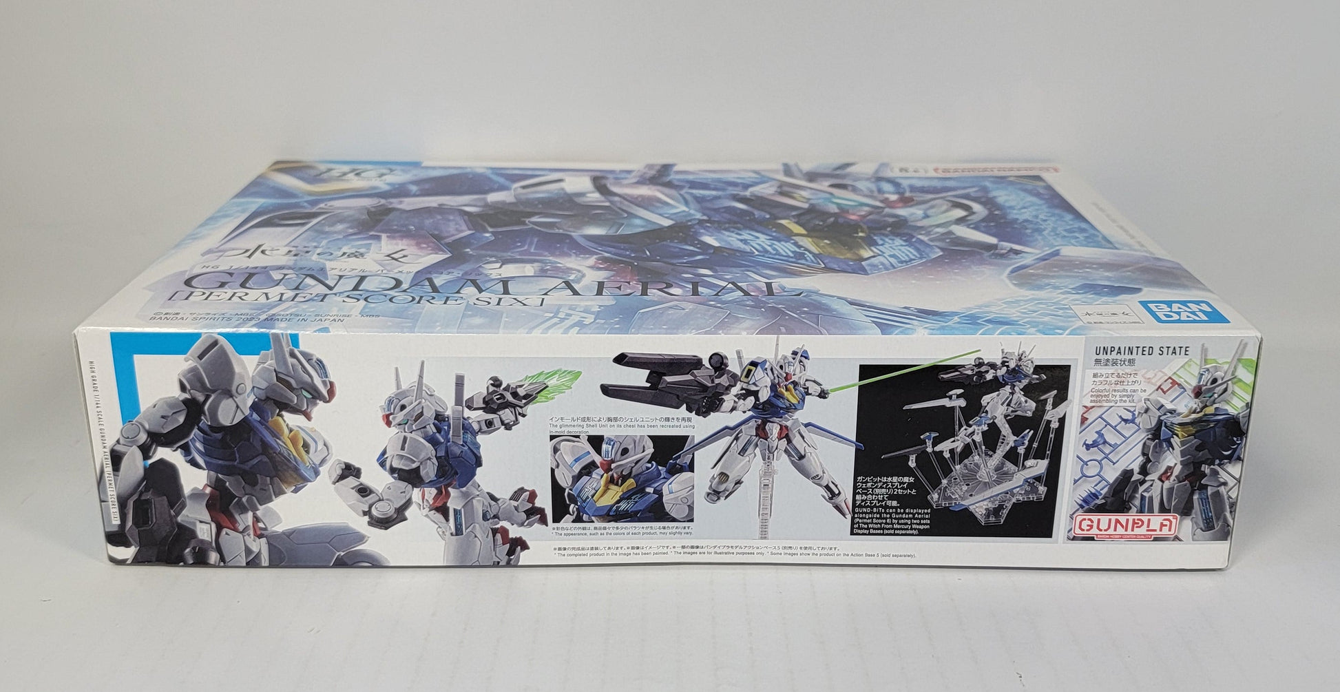 HG 1/144 Gundam Aerial [Permet Score Six] model kit box top and side