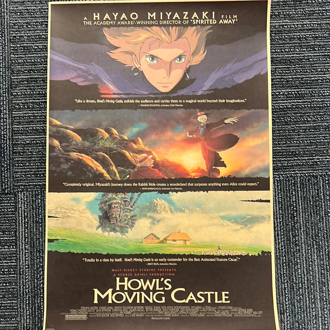 Howl’s Moving Castle Retro Print Studio Ghibli Poster